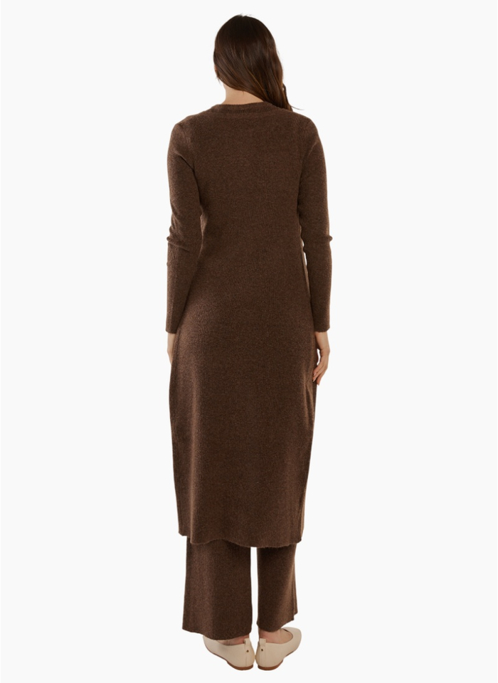 Betty Basics NASH KNIT LONG CARDIGAN-ESPRESSO