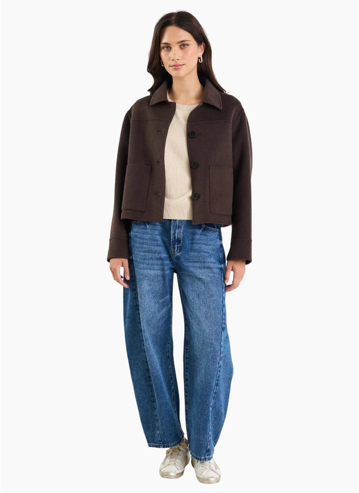 By Rosa Ranger Chocolate Marle Wool Blend Soft Jacket