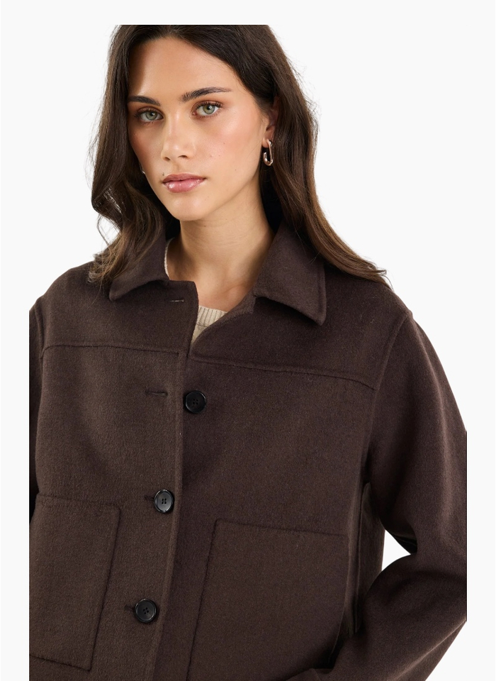 By Rosa Ranger Chocolate Marle Wool Blend Soft Jacket