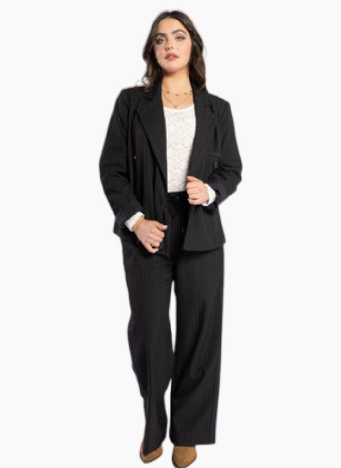 Drama the Label Espresso Blazer - Noir Stripe