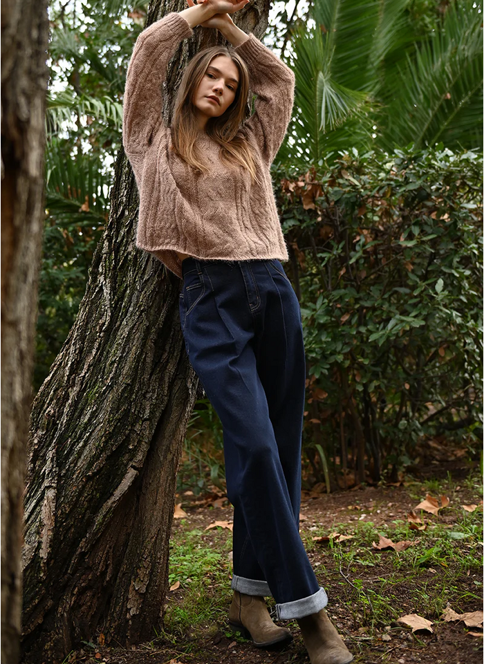 Molly Bracken Pleated Cuffed Jeans