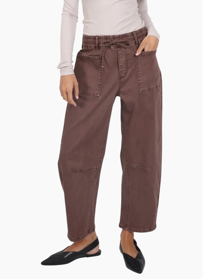 Monaco Leo Barrel Jeans - Chocolate