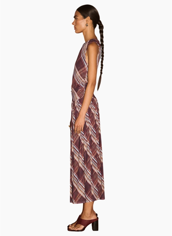 Staple the Label Arles Drop Waist Mesh Dress - Check