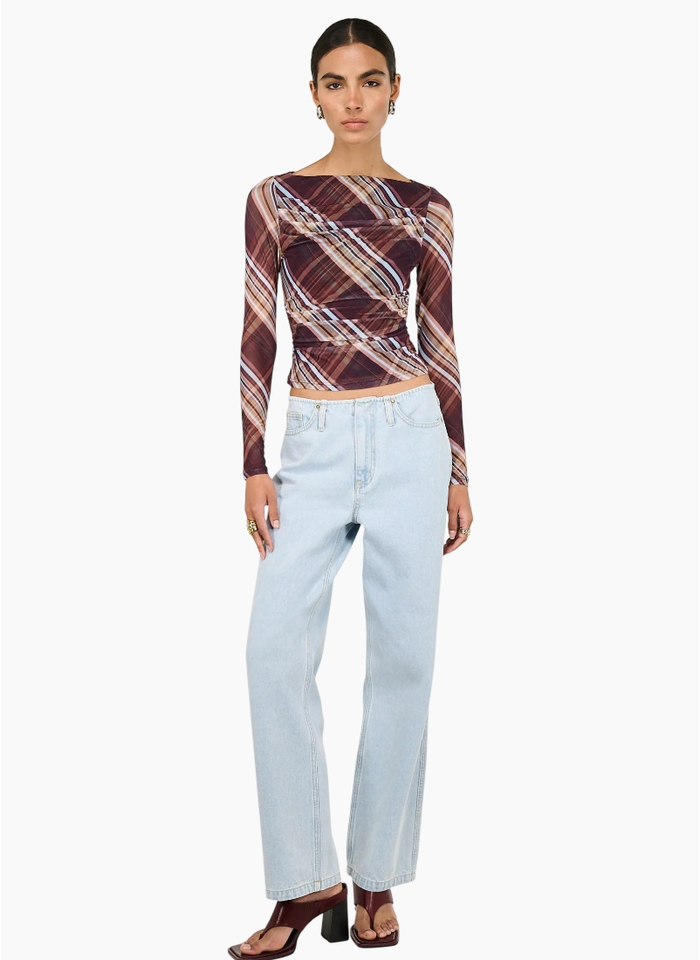 Staple the Label Arles Mesh Top - Check