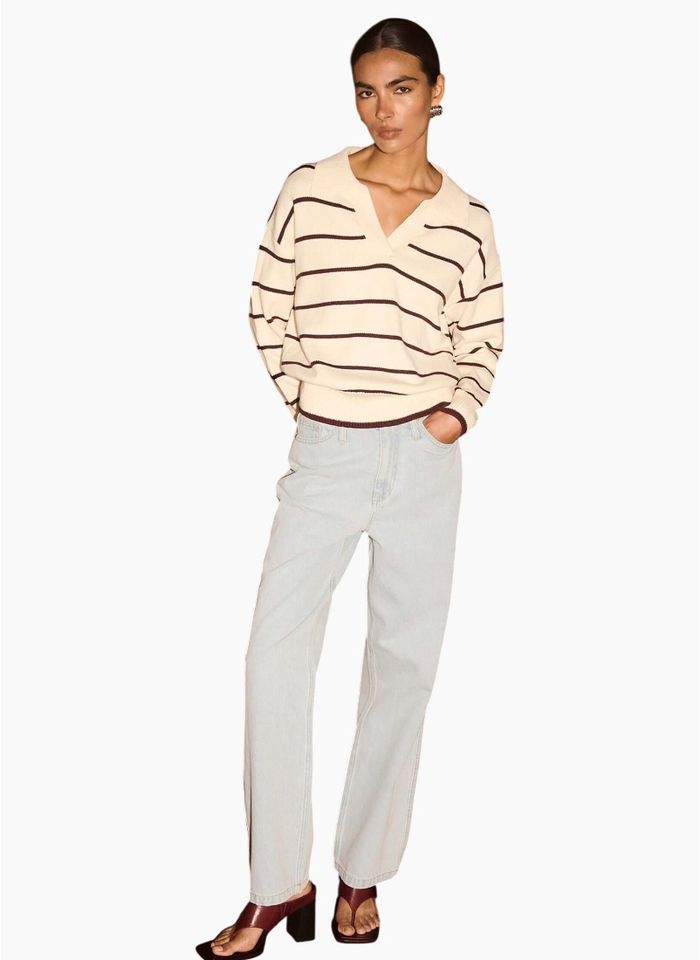 Staple the Label Elara Polo Jumper - Cream/Chocolate