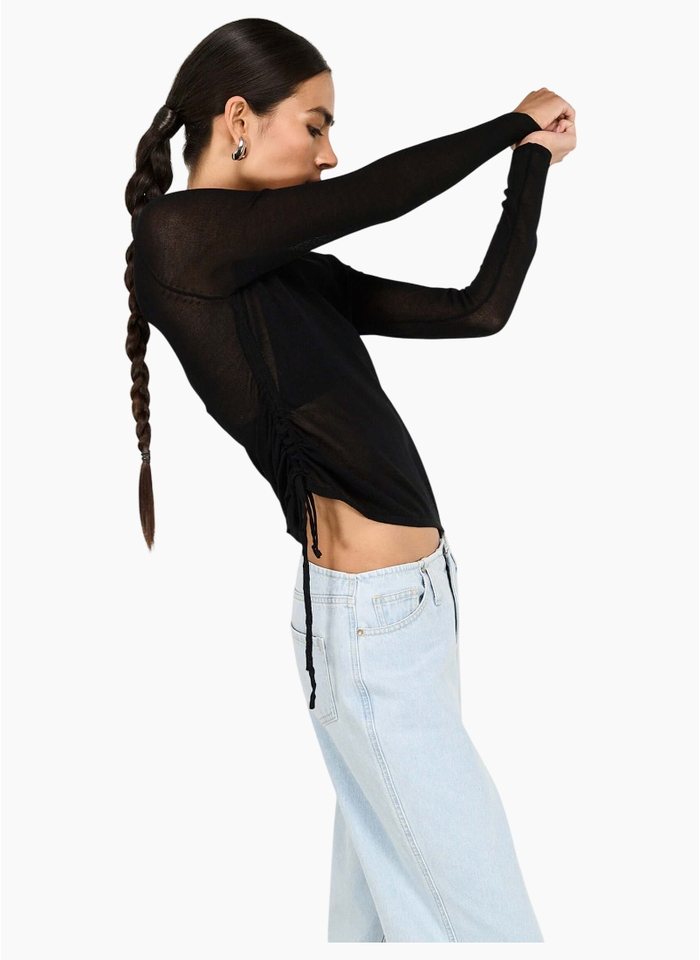 Staple the Label Leni Drawstring Sheer Knit - Black