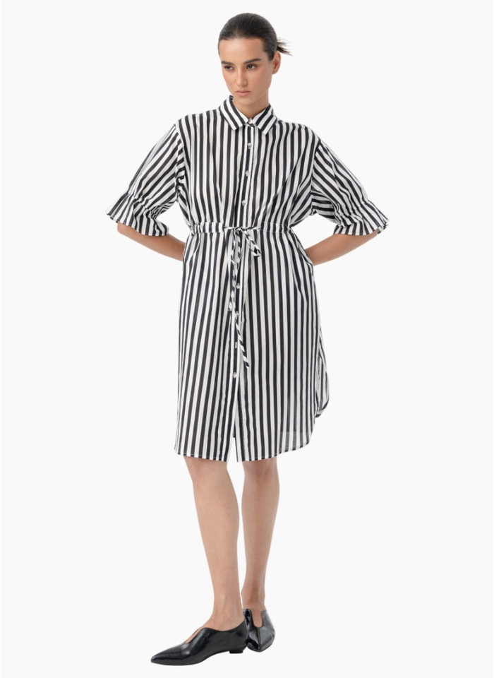 Blacklist 3058 Vena Shirt Dress - Black Stripe