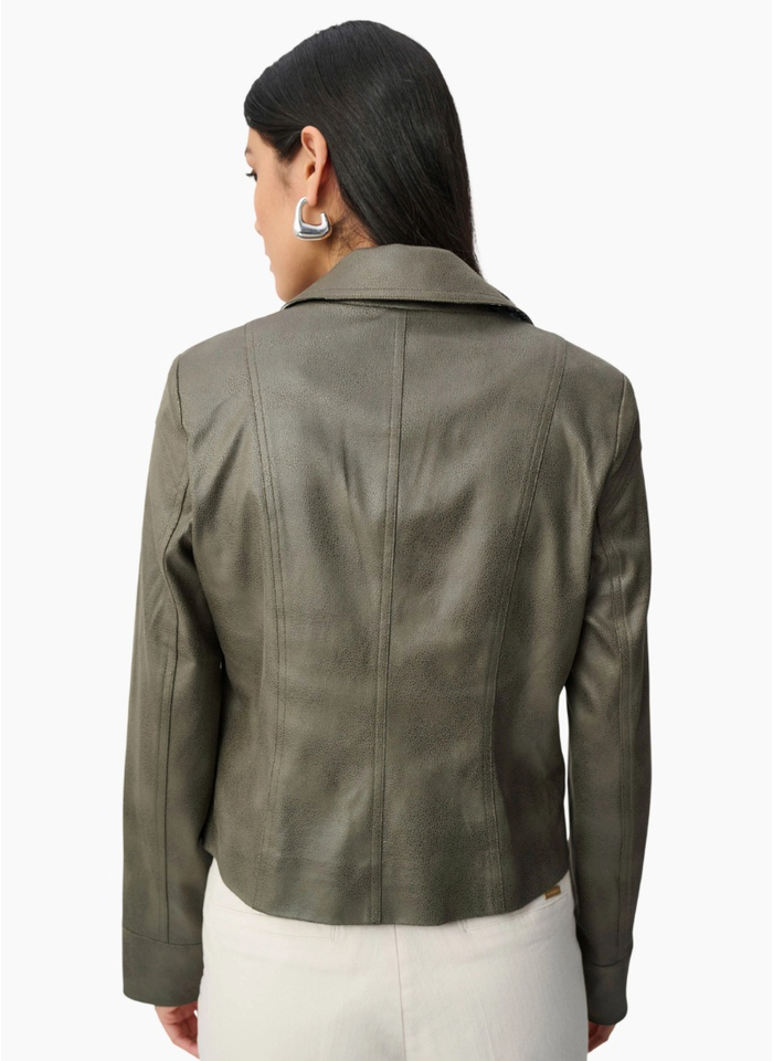 Joseph Ribkoff Foiled Faux Suede-Avocado