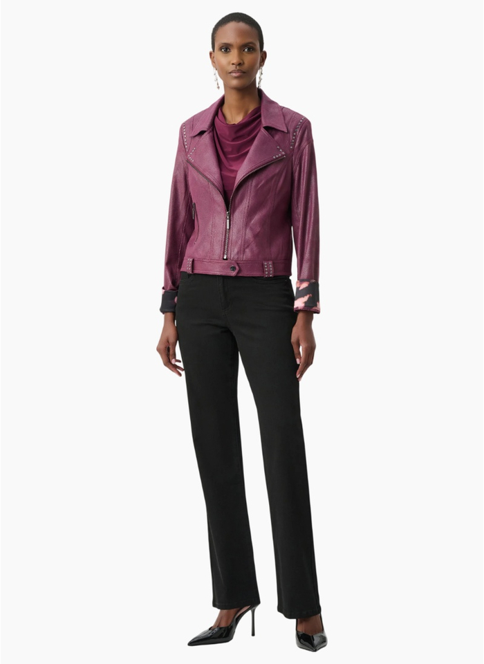 Joseph Ribkoff Foiled Faux Suede-Elderberry