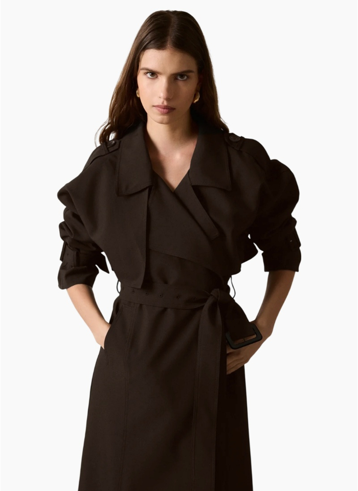 Esmaee Metro Trench Coat Chocolate