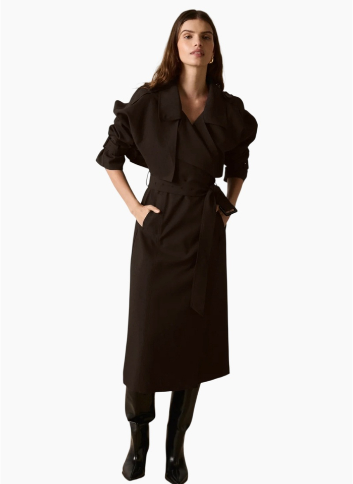 Esmaee Metro Trench Coat Chocolate