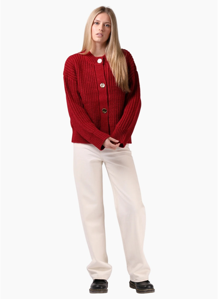RPM Chunky Cardi - Red Plum