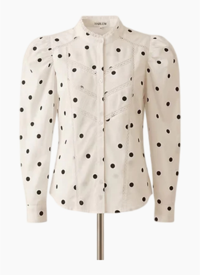 HARLEM Letitia Blouse - White/Black Spots