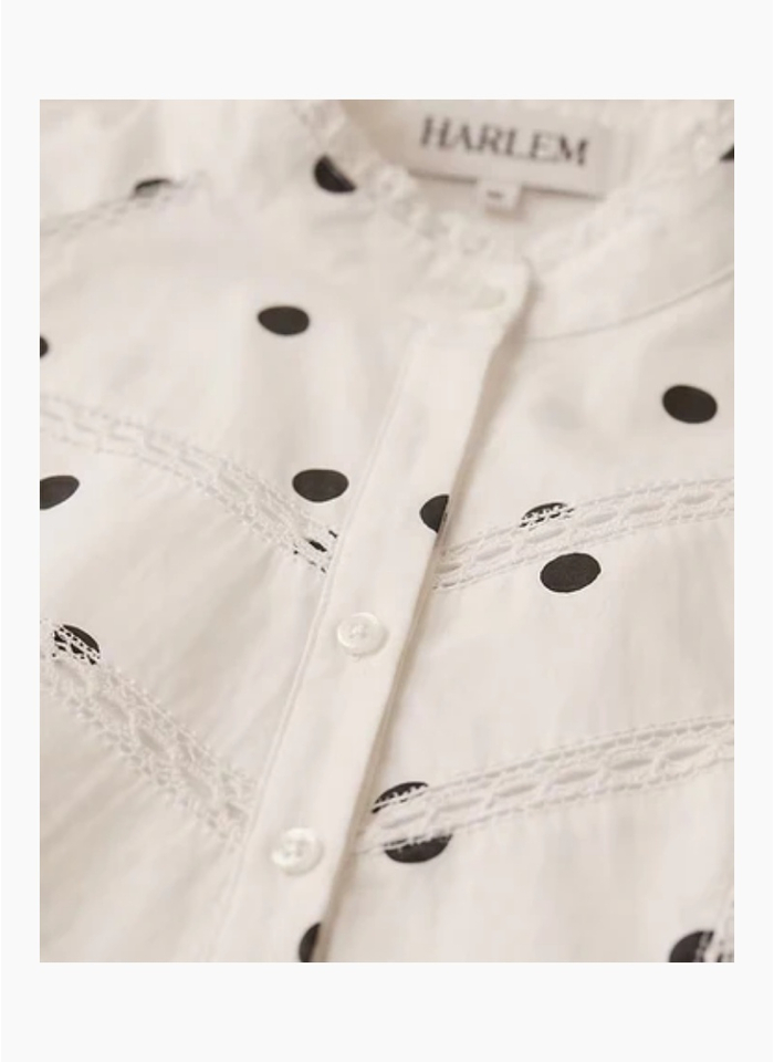 HARLEM Letitia Blouse - White/Black Spots