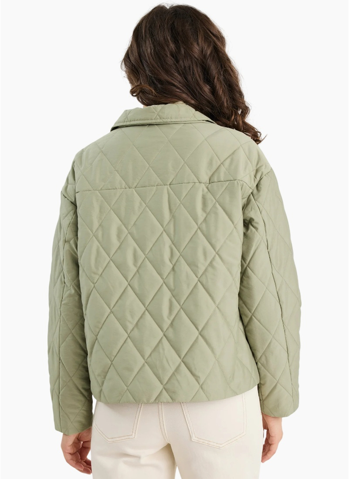 Among The Brave Absolute Soft Khaki Collared Quilted Puffer Jacket
