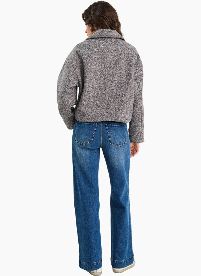 Among The Brave Dune Charcoal Boucle Zip Front Jacket