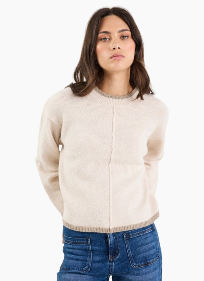 Among The Brave Edge Ivory Mock Neck Jumper