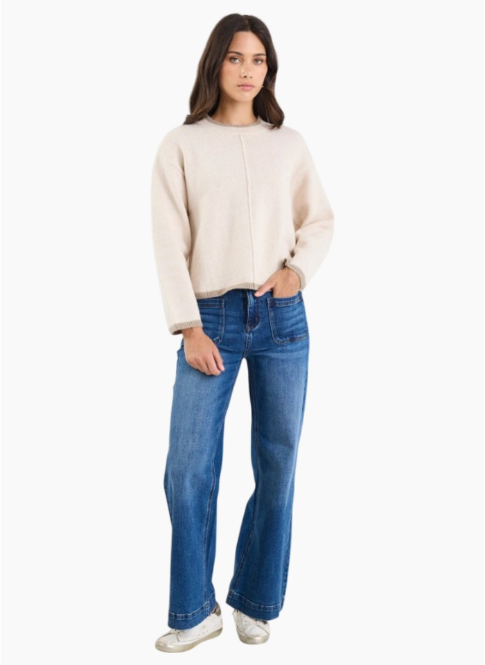 Among The Brave Edge Ivory Mock Neck Jumper