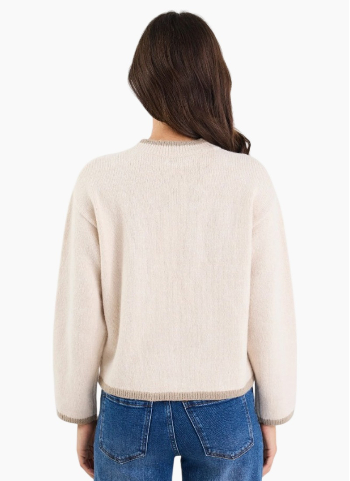 Among The Brave Edge Ivory Mock Neck Jumper