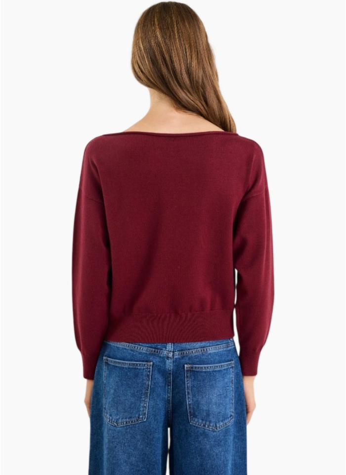 Ivy + Jack Incentive Burgundy Plum Boatneck Jumper