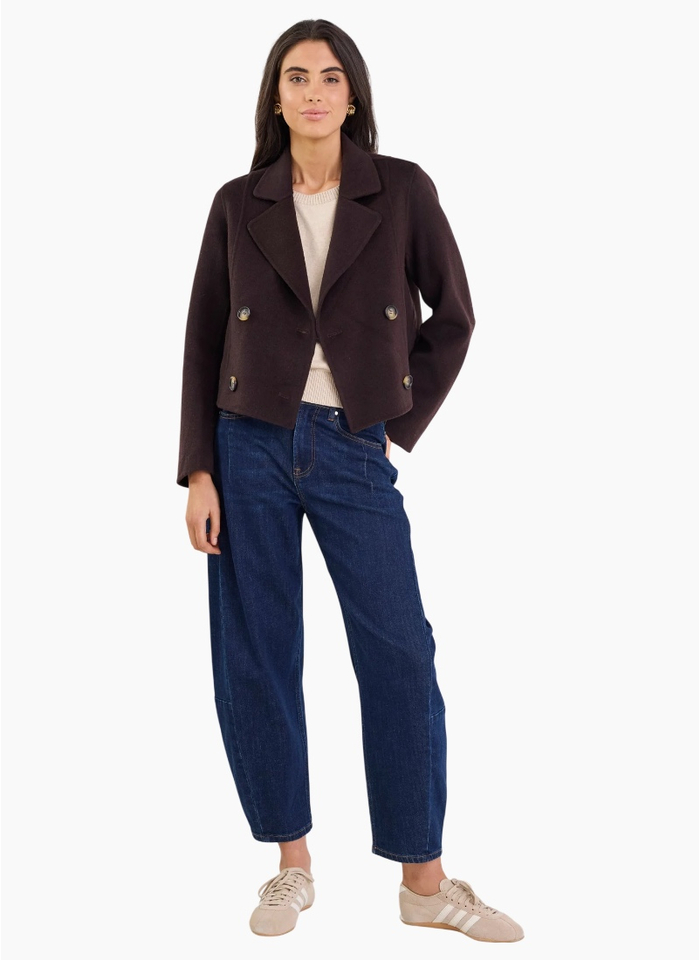 Ivy + Jack Reverie Chocolate Melton Double Breasted Peacoat