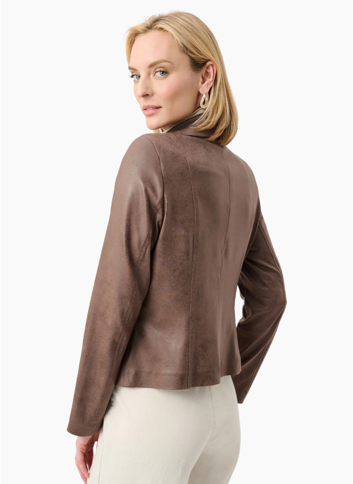 Joseph Ribkoff Foiled Knit Suede-Mink