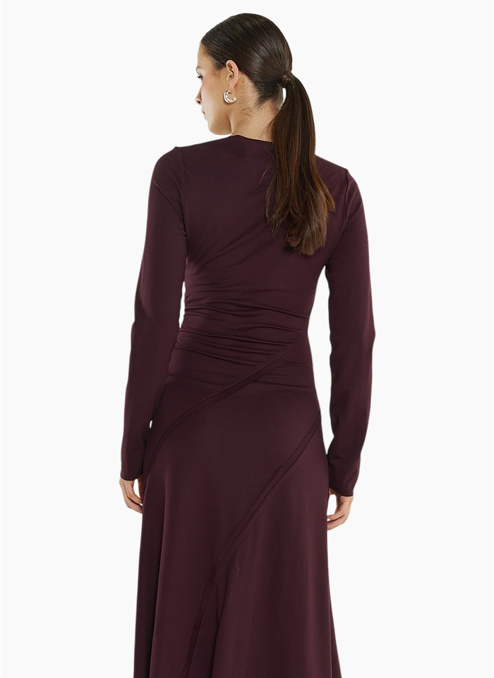 SASS JADE SEAMED JERSEY DRESS-BURGUNDY