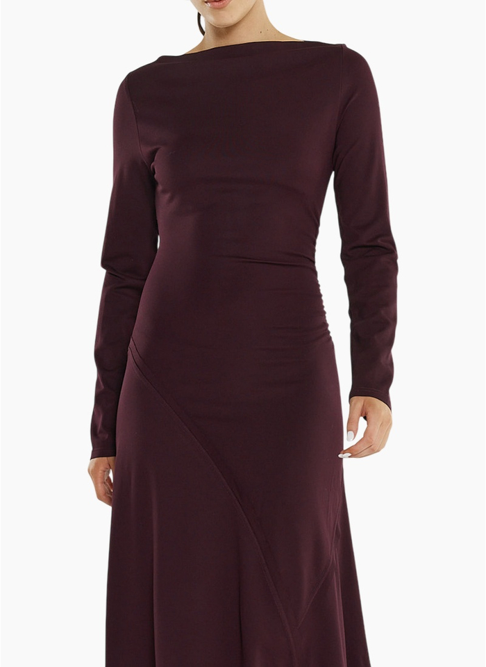 SASS JADE SEAMED JERSEY DRESS-BURGUNDY