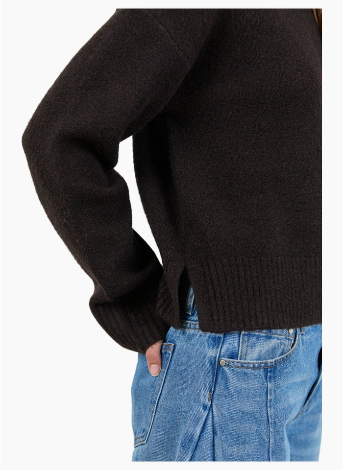 Stories Be Told Forage Chocolate Mock Neck LS Jumper