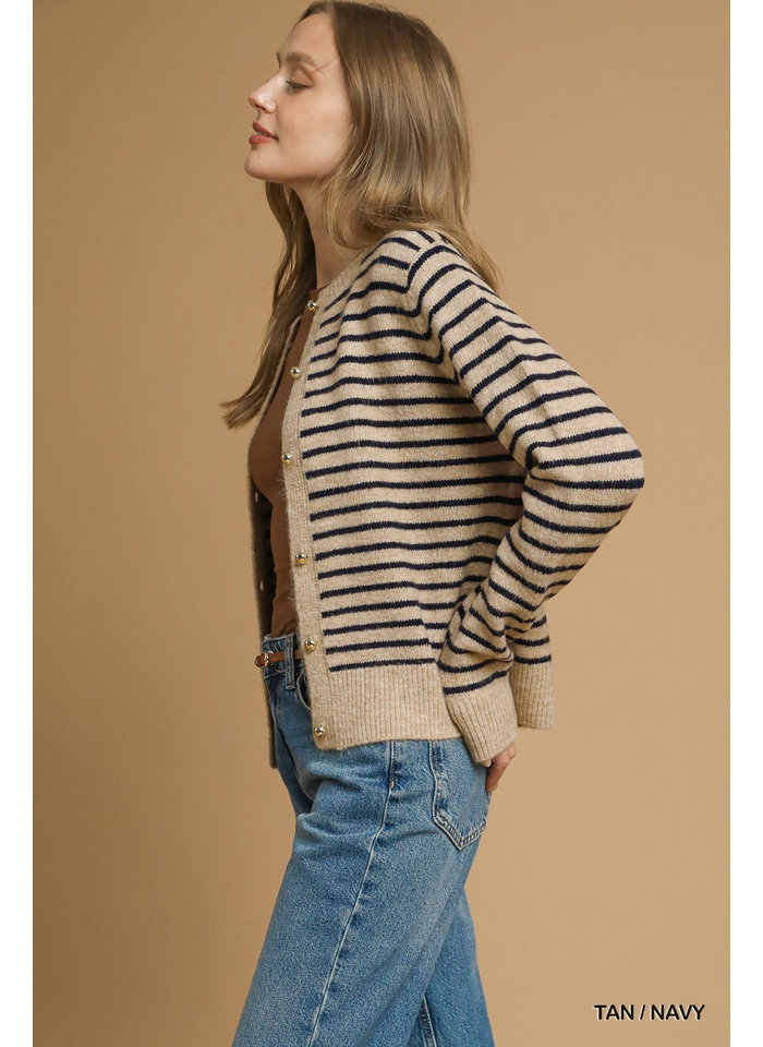 Striped Button Up Cardigan