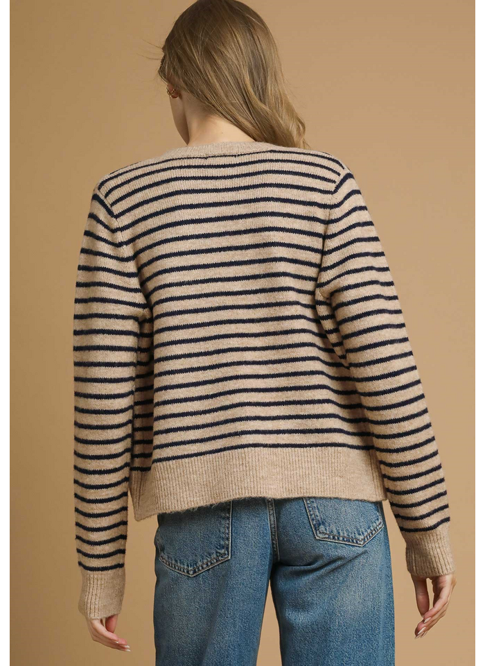 Striped Button Up Cardigan