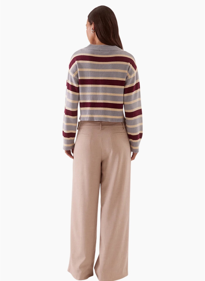 SOVERE Arlo Stripe Cardigan - Blue / Plum