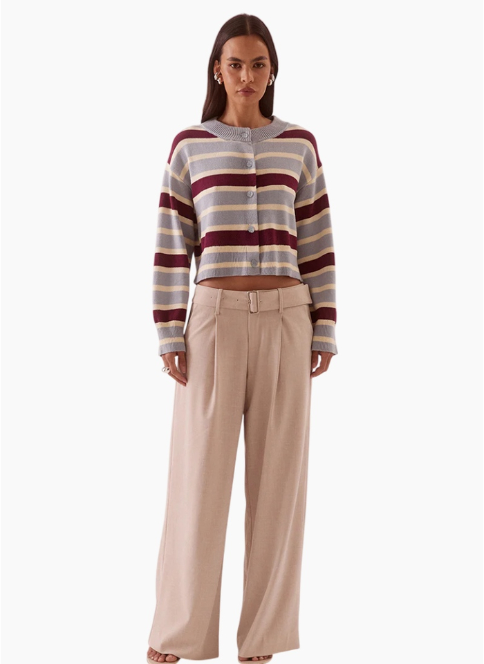 SOVERE Arlo Stripe Cardigan - Blue / Plum