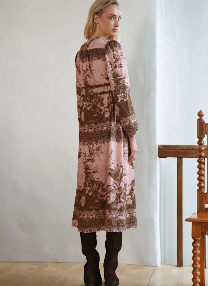 COOP RUCHE WITH IT Dress - Peony Lane Pink/Brown