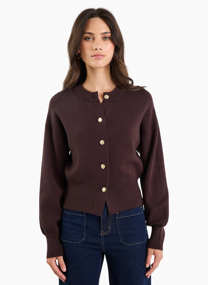 Ivy + Jack Hallmark Chocolate Crewneck Cardigan