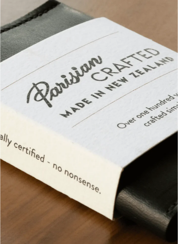 Parisian Leather Folded Card Wallet - Black