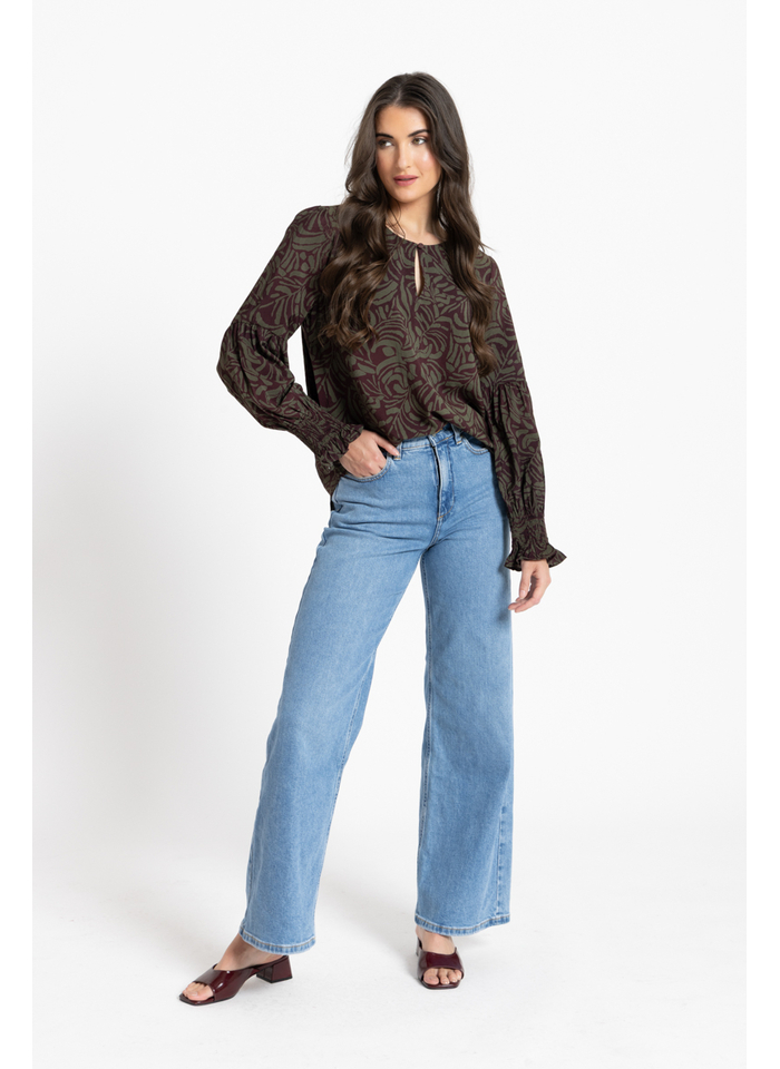 Seeking Lola Vienna Blouse - Olive Grove