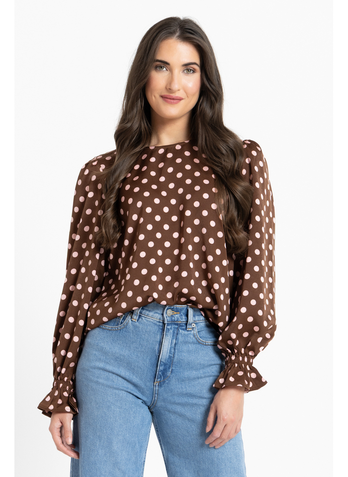 Seeking Lola Harper Top - Pink Polka