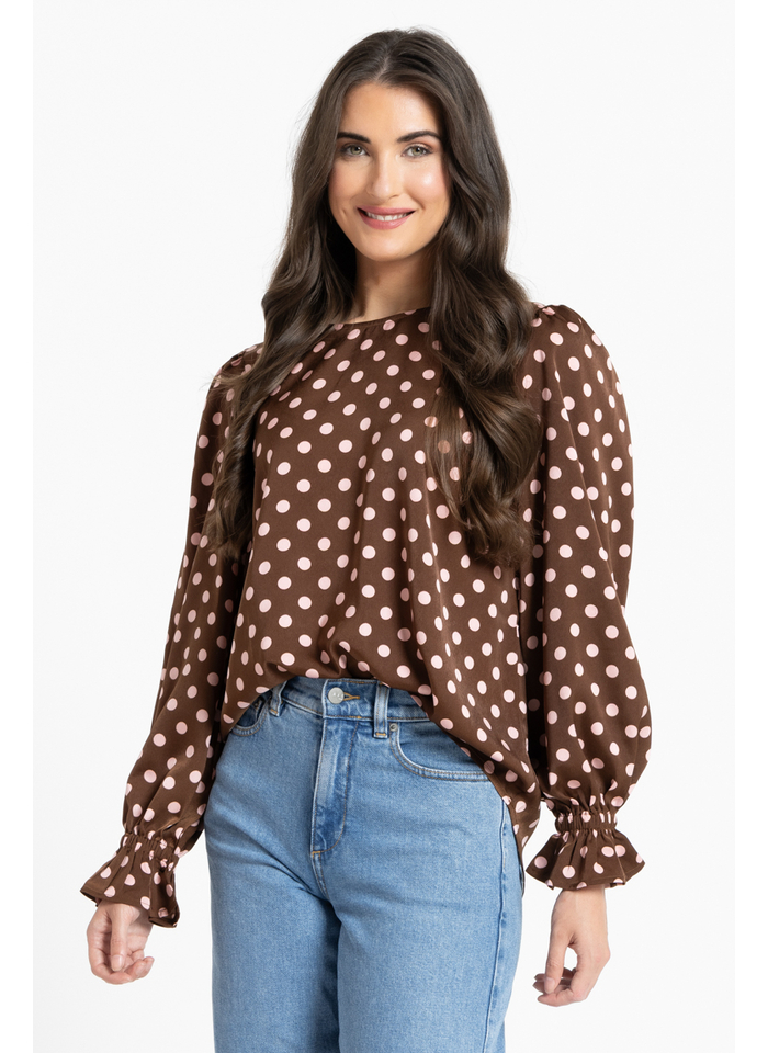 Seeking Lola Harper Top - Pink Polka