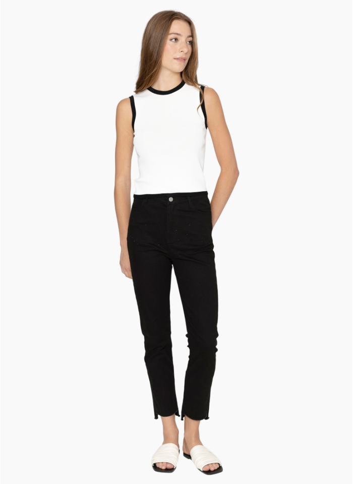 Two by Two KN1003 Cassia Top - White+Black Trim
