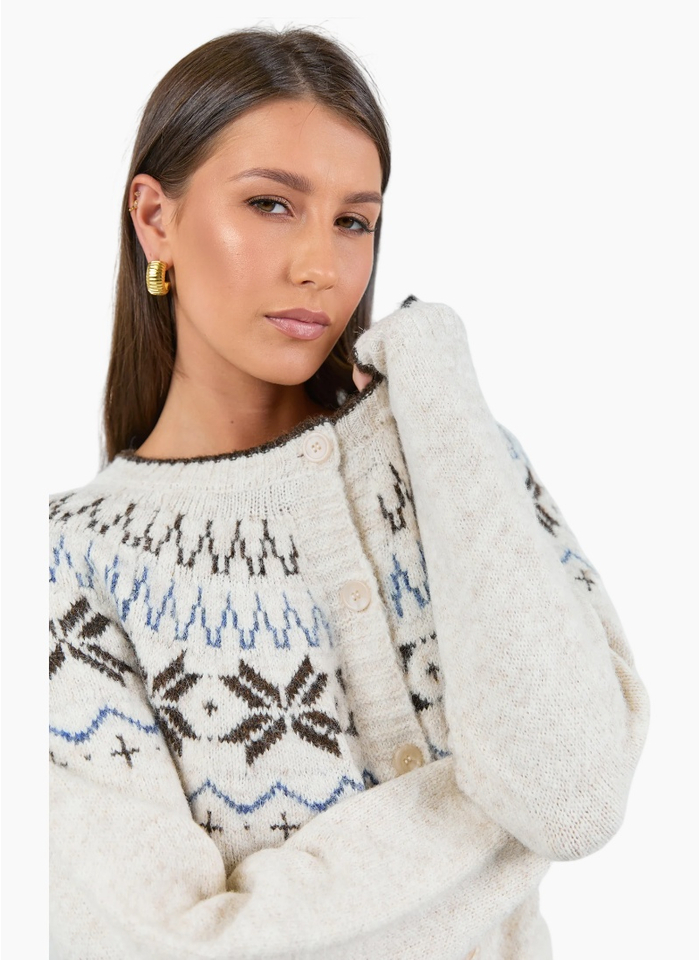 Among The Brave Shetland Oat Marle Fairisle Cardigan