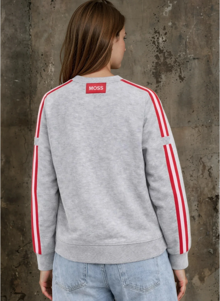 MOSS BIANCA Sweatshirt - Grey Marle/Red