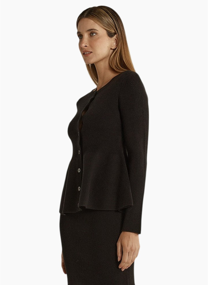 SASS Vale Peplum Cardigan Black