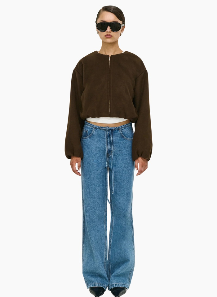 Staple the Label Alaric Cropped Jacket - Chocolate