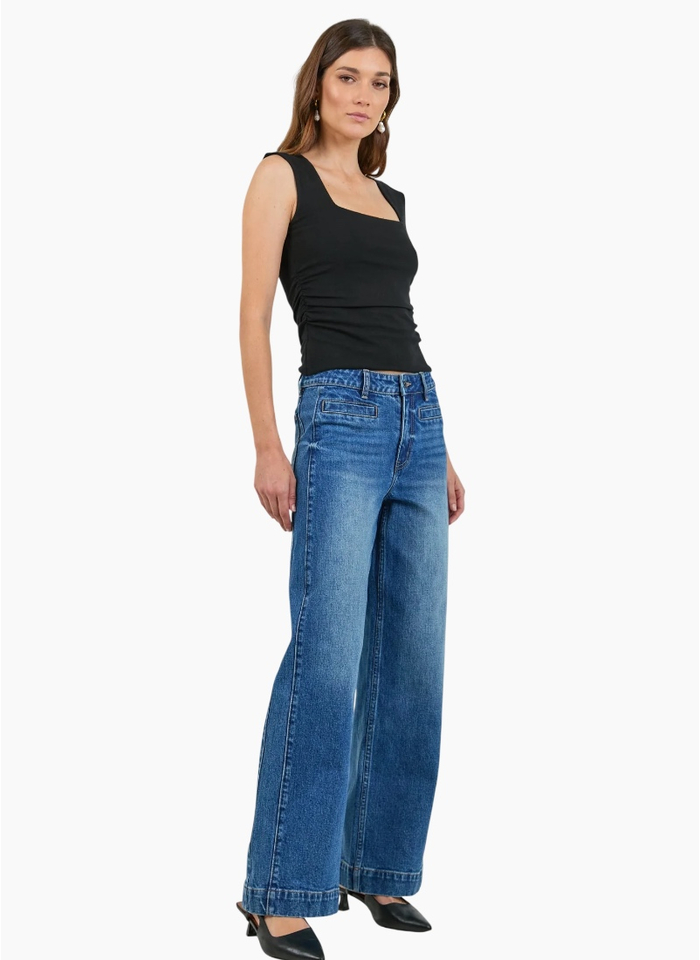 Stories Be Told Ironic Washed Blue Wide Leg Panelled Jeans