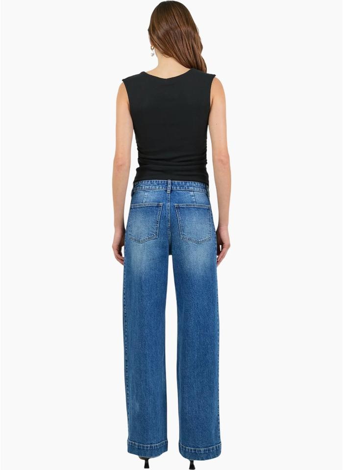 Stories Be Told Ironic Washed Blue Wide Leg Panelled Jeans