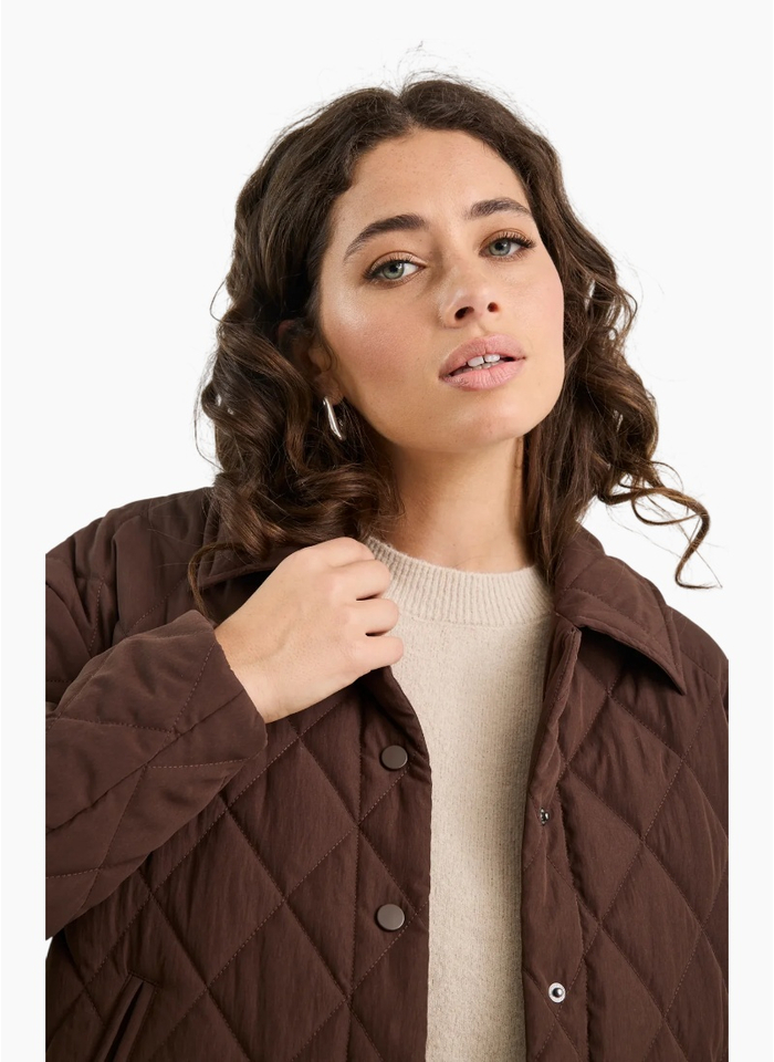 Among The Brave Absolute Chocolate Collared Quilted Jacket