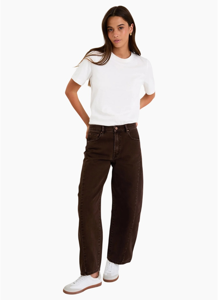 Among The Brave Varsity Chocolate Forward Seam Barrel Jeans