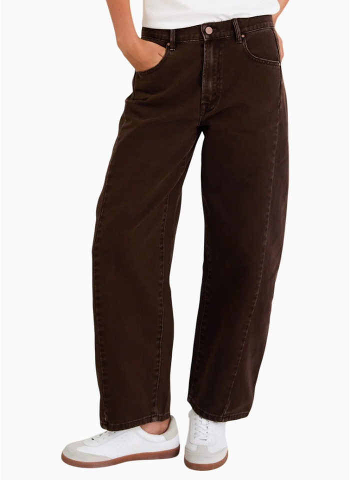Among The Brave Varsity Chocolate Forward Seam Barrel Jeans