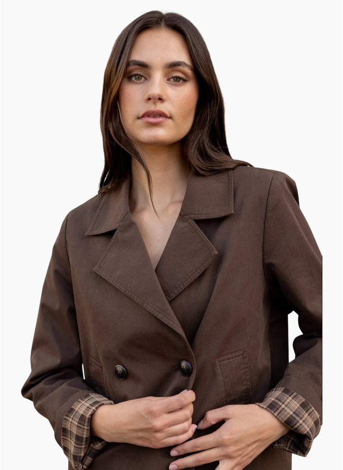Stories Be Told Pathway Chocolate Cropped Trench